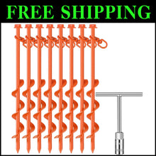 Load image into Gallery viewer, Versatile 8 Pcs Heavy-Duty Ground Anchors - 12" Orange Stakes for Camping &amp; More
