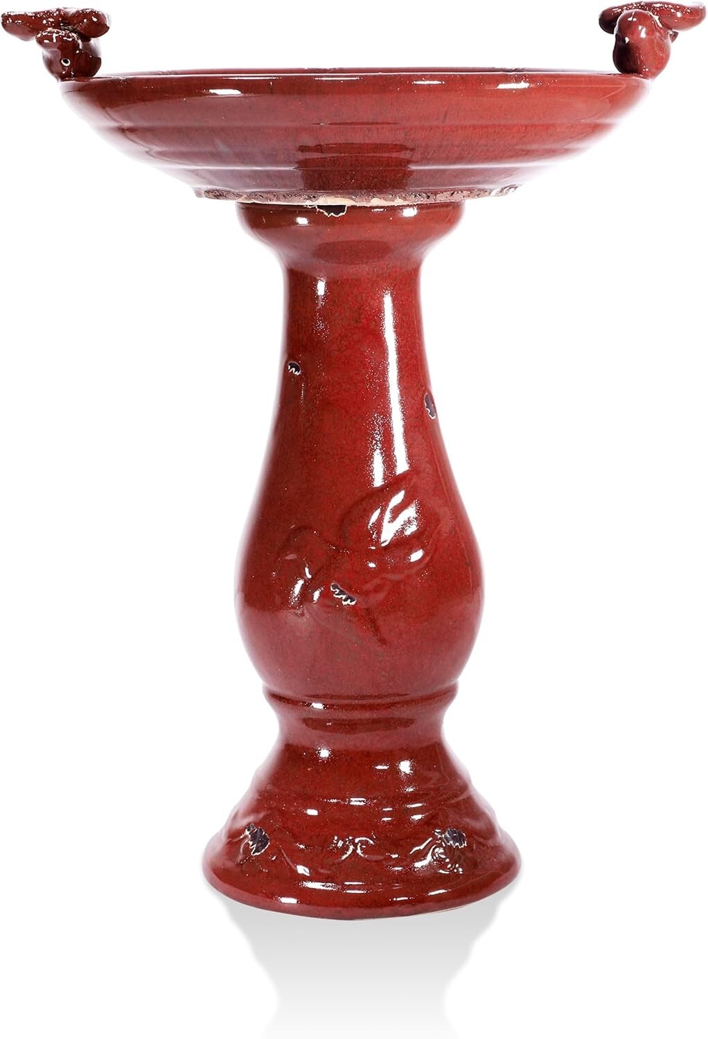 Antique-Style 25" Tall Outdoor Birdbath with 2 Figurines for Perfect Yard Accent