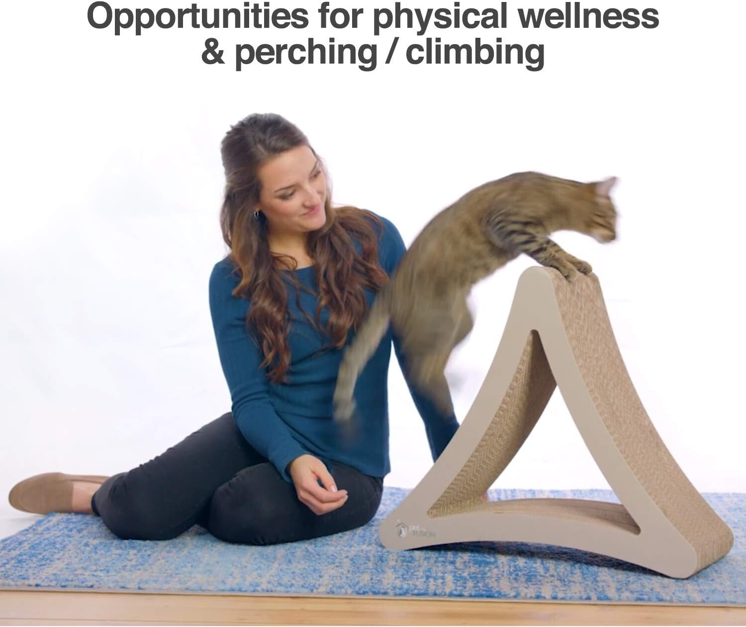 Stylish Slate Grey 3-Sided Cat Scratching Pad with Play Cubby - Durable Design