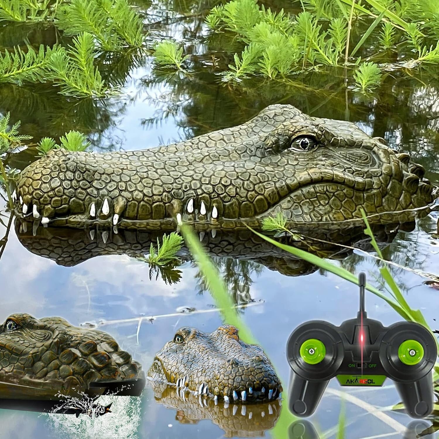 Large RC Alligator Head Boat - Rechargeable Prank Toy for Lakes & Pools