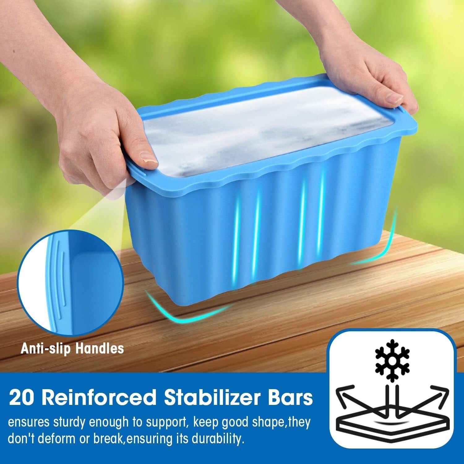 Durable Extra Large Ice Tray Mold with Handles - Perfect for Ice Baths & Coolers