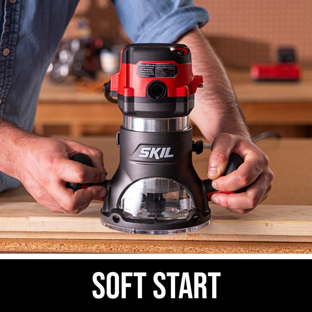 Ergonomic 10 Amp Corded Router with Dust Extraction and Micro-Depth Control