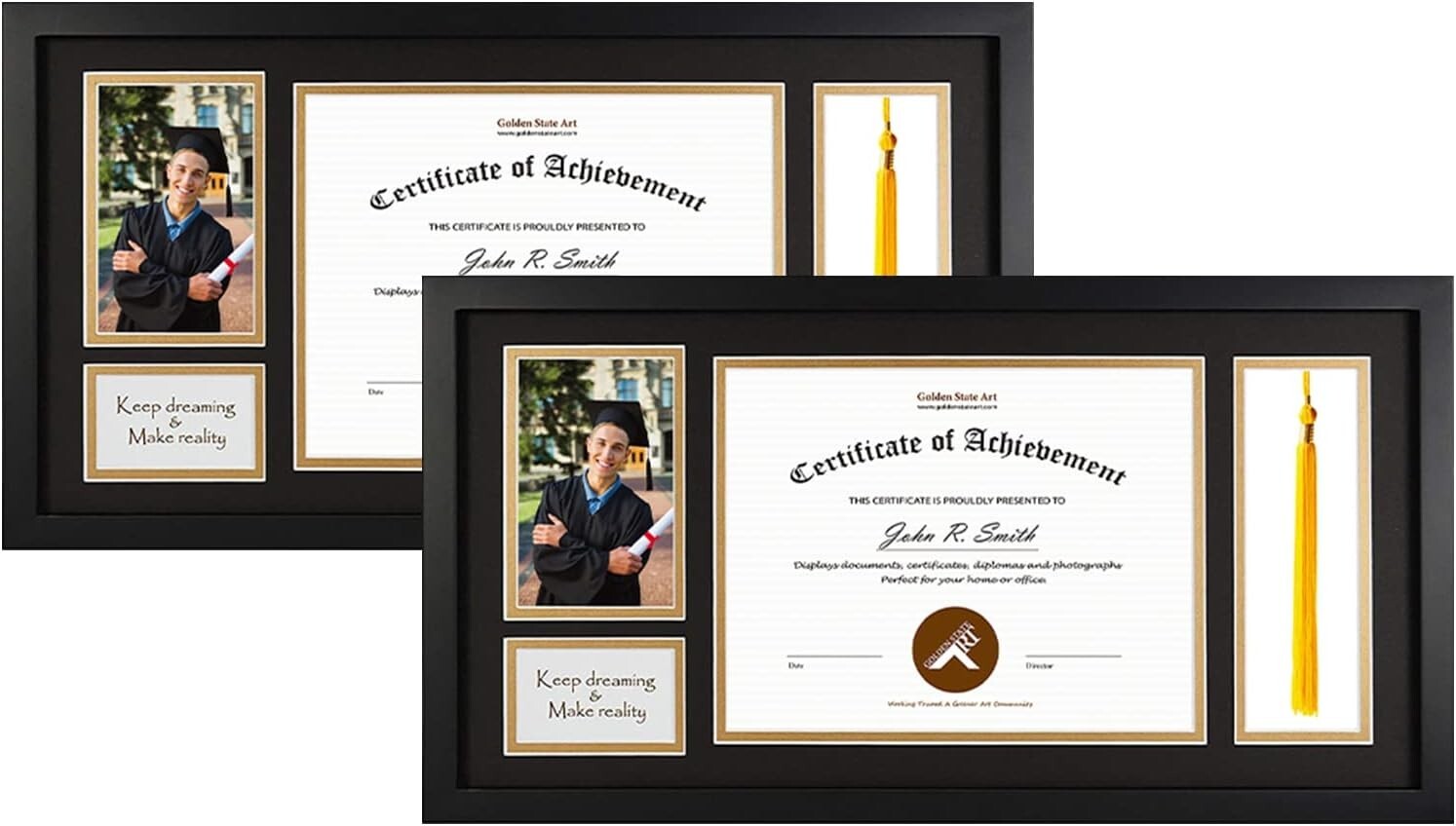 11x22 Premium Graduation Frame with Dual Openings - Photo & Keepsake Holder