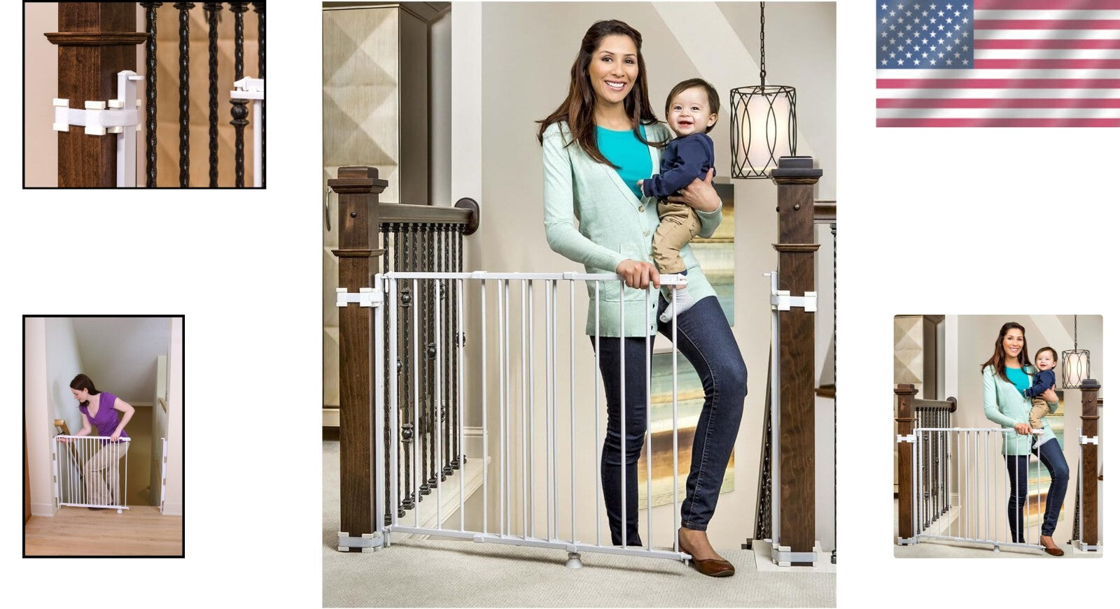 Expandable 2-in-1 Steel Baby Gate with Banister Mounting Kit—Safety First!