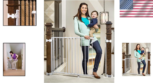Expandable 2-in-1 Steel Baby Gate with Banister Mounting Kit—Safety First!