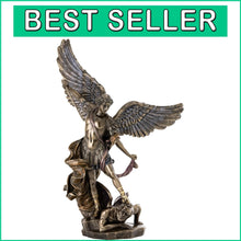 Load image into Gallery viewer, Premium 14.5-Inch St. Michael Statue - Hand-Painted Cold-Cast Bronze Collectible