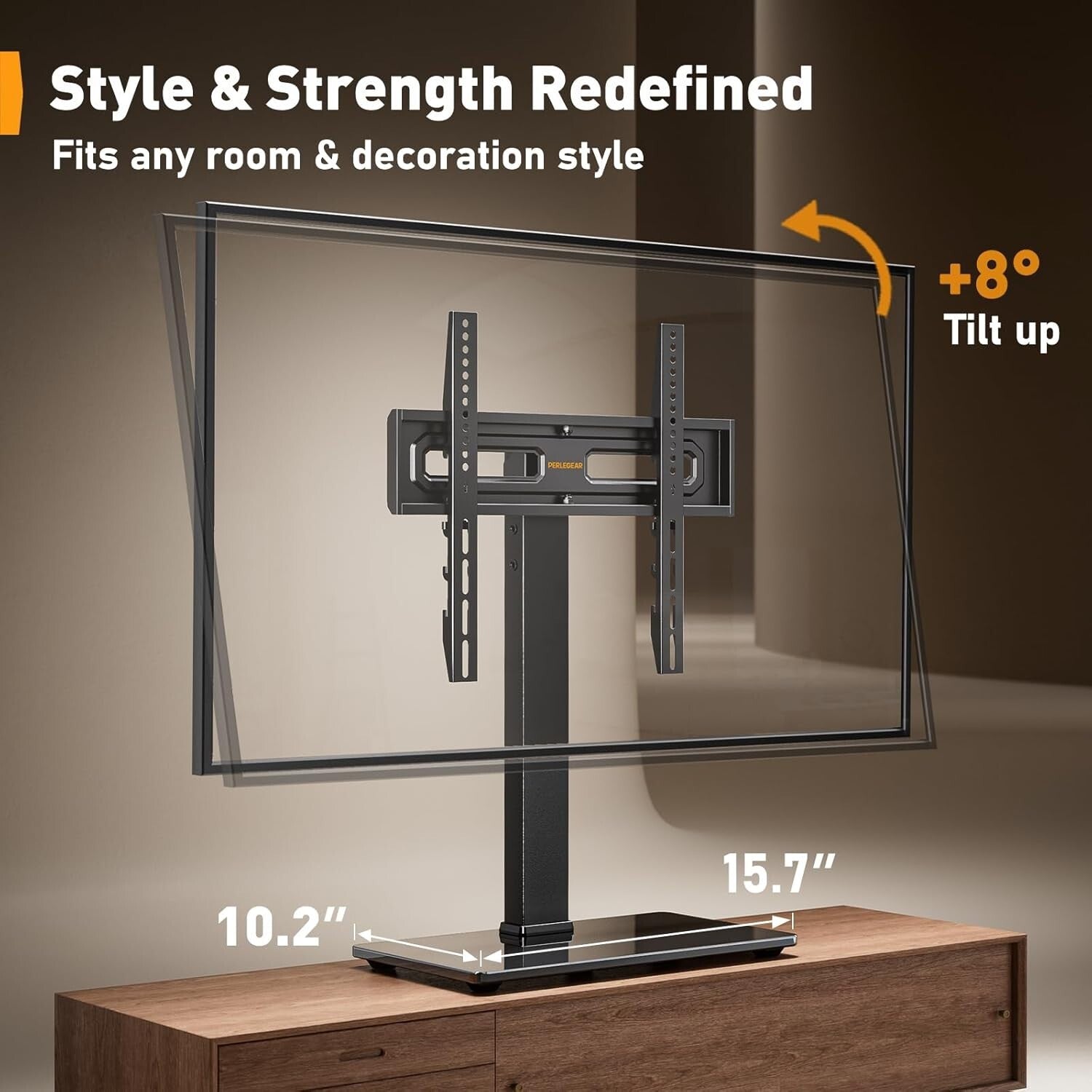 Tempered Glass Base Universal TV Stand: 32-70 inch TV Mount with Swivel & Tilt