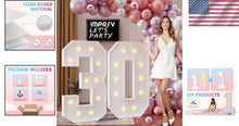 Load image into Gallery viewer, Stunning 4FT Light Up Marquee 30 Numbers - Perfect Party Engagement Decor