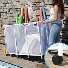 Load image into Gallery viewer, Stylish White Pool Floats &amp; Noodles Organizer - 47.2" W Outdoor Storage Solution
