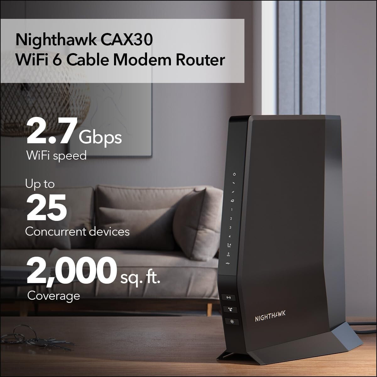 Advanced Nighthawk WiFi 6 Router and DOCSIS 3.1 Modem Combo - Coax Connectivity