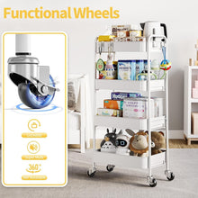Load image into Gallery viewer, Sturdy 4-Tier Rolling Cart with Wheels - Ideal Baby, Craft, and Kitchen Storage
