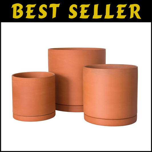 Breathable Terracotta Plant Pots Set – Drainage & Protective Saucers Included