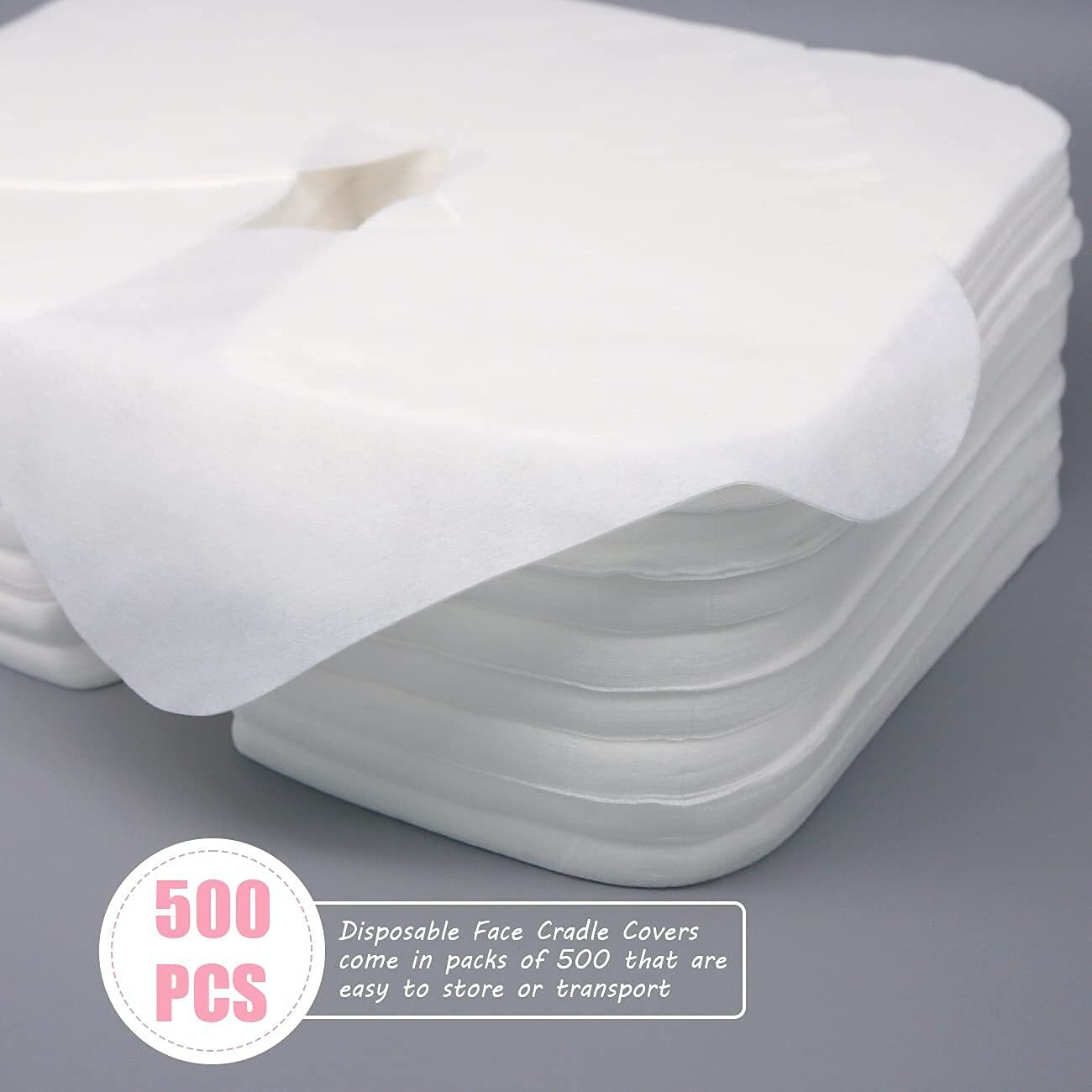 500 Count Premium Disposable Face Cradle Covers - Medical-Grade Cotton for Spa