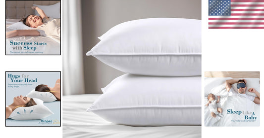 Cloud-Like Down Alternative Pillows Set of 2 - Plush Comfort for All Sleepers