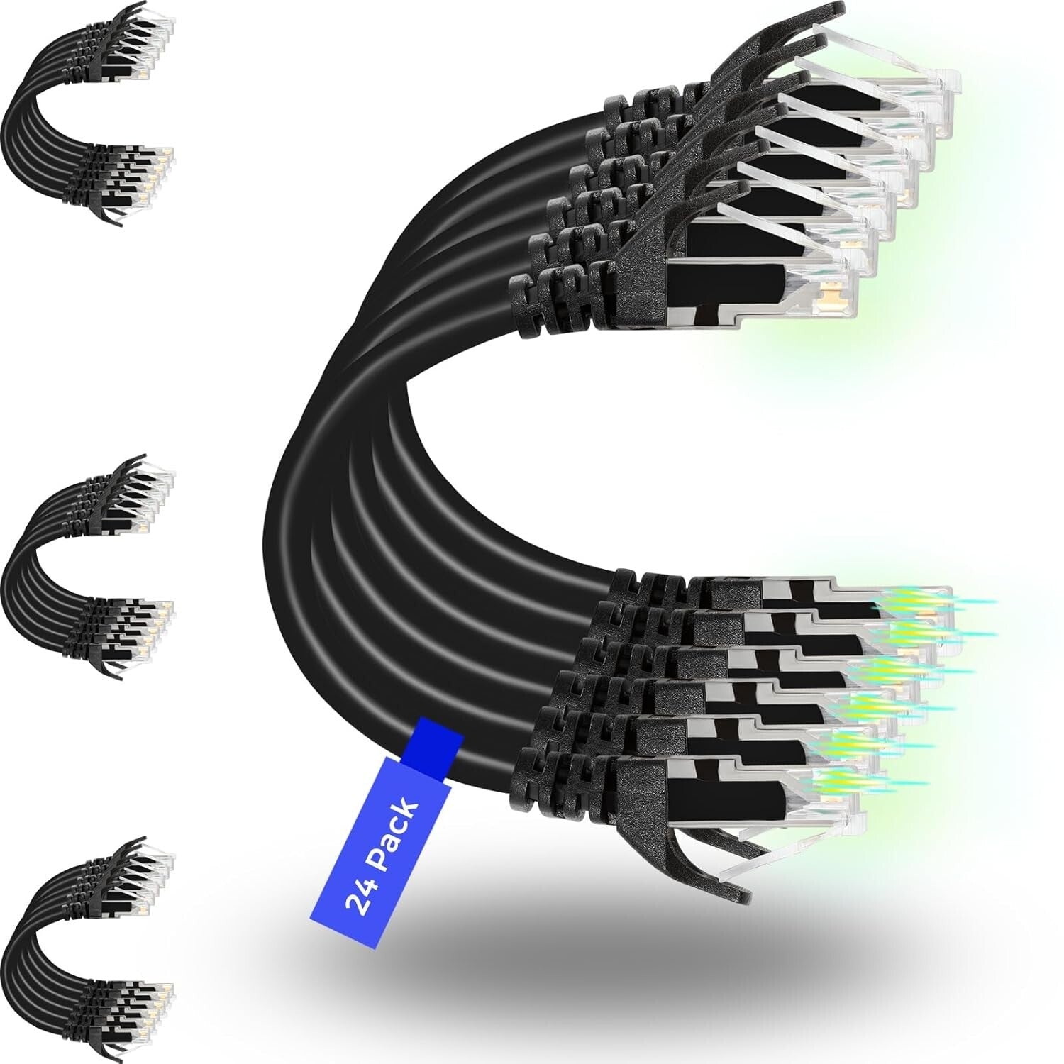 10G High-Speed Cat6 Ethernet Patch Cable 10ft - 24 Pack for Organized Networking
