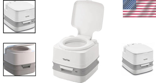 Elegant White 135 Floor-Mounted Portable Toilet – Ideal for RVs, Boats, and Vans