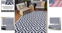 Load image into Gallery viewer, Sophisticated Dark Blue &amp; White 5' x 8'' Outdoor Rug - UV Stabilized Design