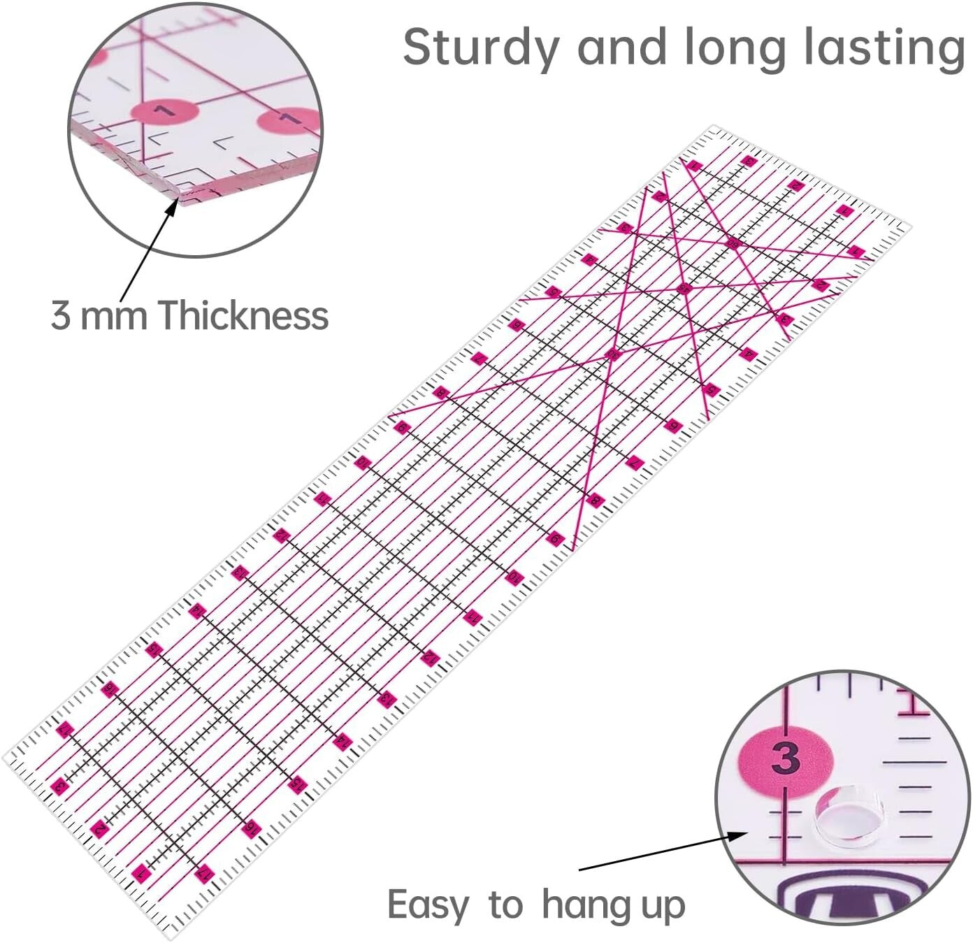 Ergonomic Pink Rotary Cutter Set for Quilting - Includes Cutting Mat & Ruler