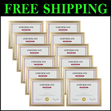 Load image into Gallery viewer, Elegant Gold 8.5x11 Picture Frame Set of 12 - Ideal for Awards &amp; Certificates