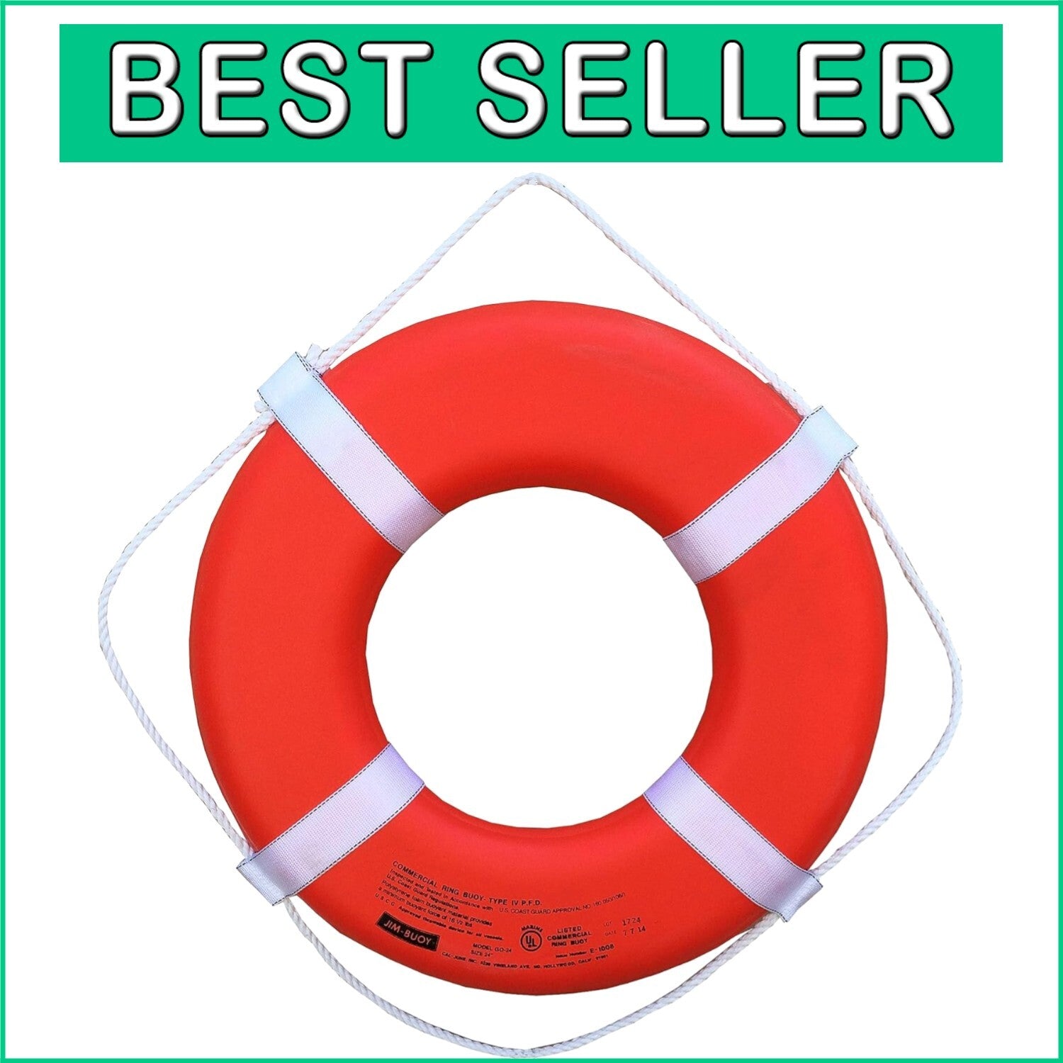 Safety-First 24" Orange Life Ring with Web Straps - Ideal for Boating Adventures