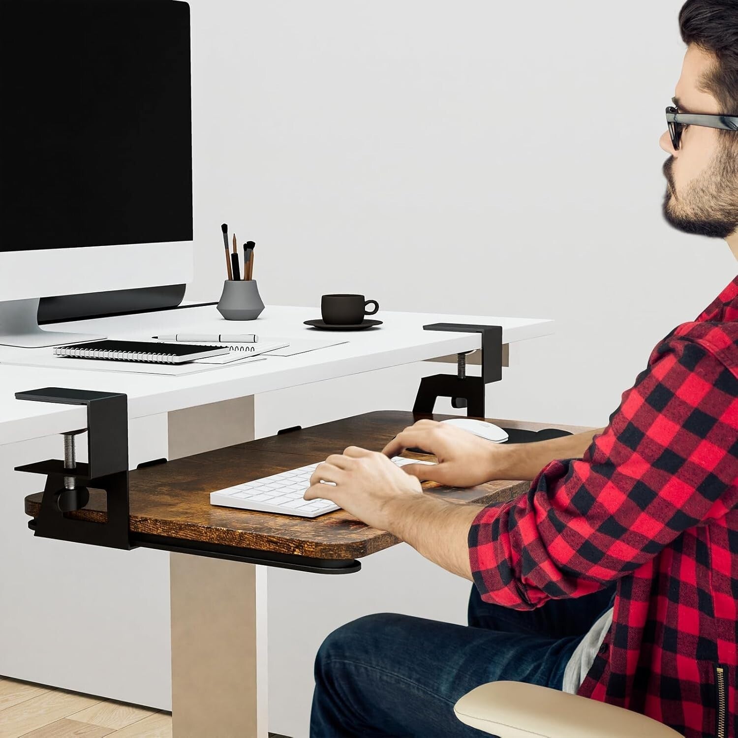 Ergonomic Pull-Out Keyboard Tray - 26.77'' Large Size for Workspace Optimization