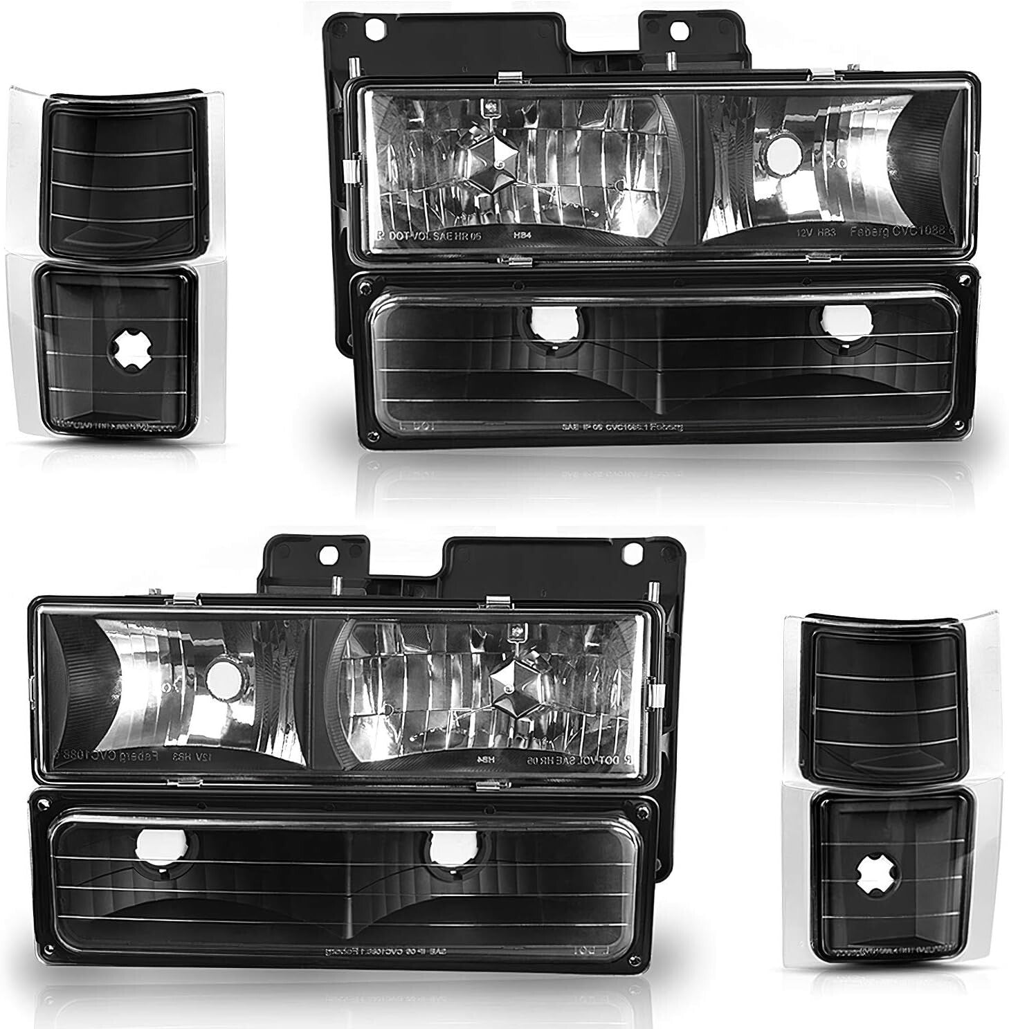 Direct Fit Headlight Assembly for 1994-1999 Chevy C/K & Tahoe - Black Housing