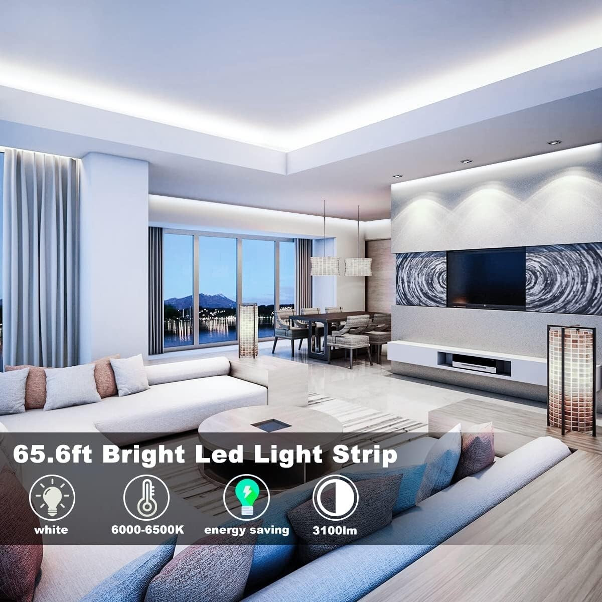 Elegant Dimmable LED Strip Lights 65.6ft with Remote - Perfect for Interiors