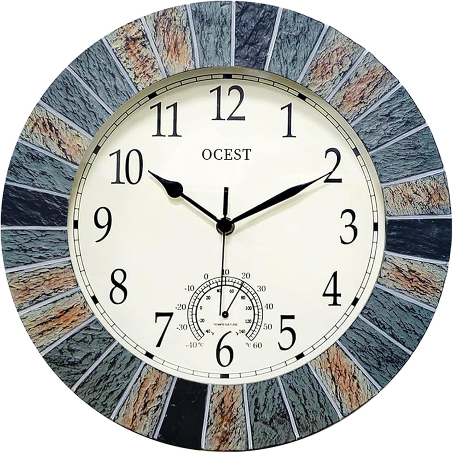 13-Inch Indoor/Outdoor Wall Clock - Elegant Waterproof Decor, Battery Operated