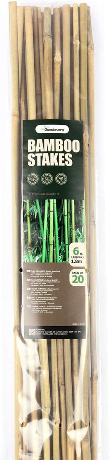6ft Handmade Bamboo Garden Stakes – Lightweight Natural Support for Vegetables