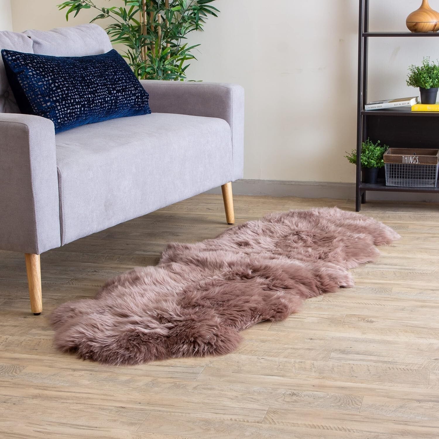 Luxurious 2' x 6' Genuine Sheepskin Rug - Soft & Natural Tan Area Decor