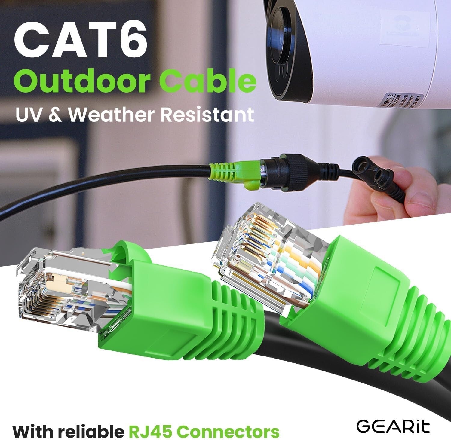 Durable 250ft Outdoor Cat6 Ethernet Cable with Waterproof Gold Connectors