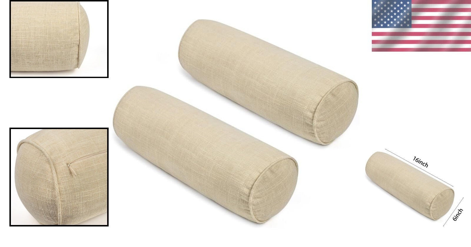 Organic Cotton Neck Roll Pillow with Removable Cover - Ideal for Travel & Home