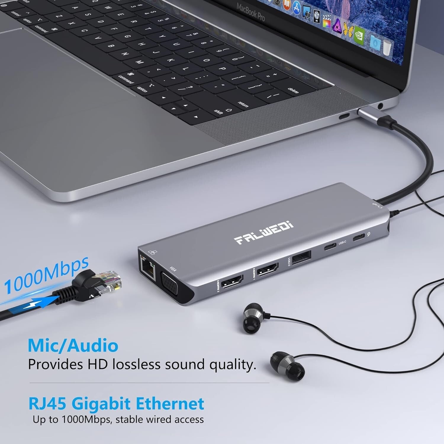 14-in-1 USB C Docking Station with Triple Display and High-Speed Data Transfer