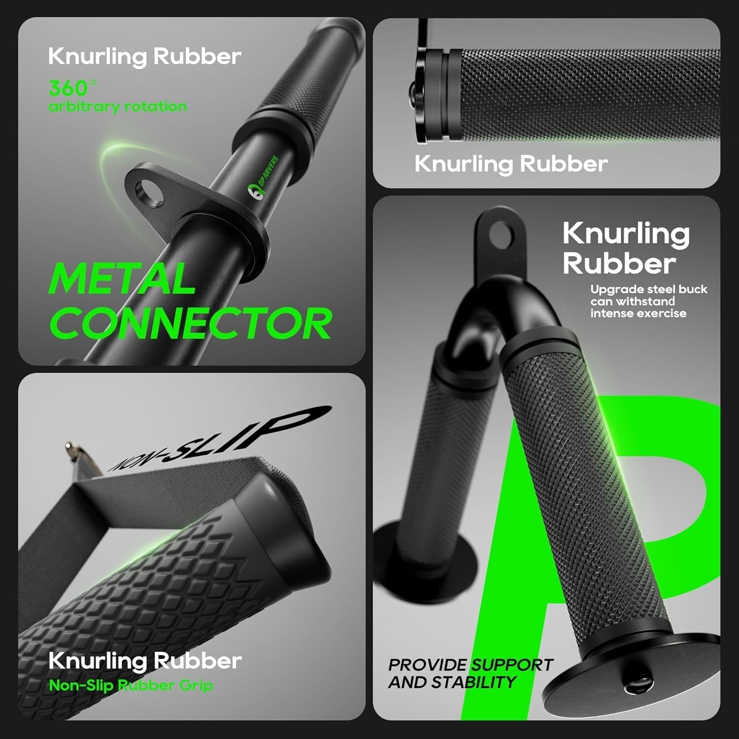 All-in-One Gym Cable Attachments: Tricep Rope, Handles & Wrist Straps Included