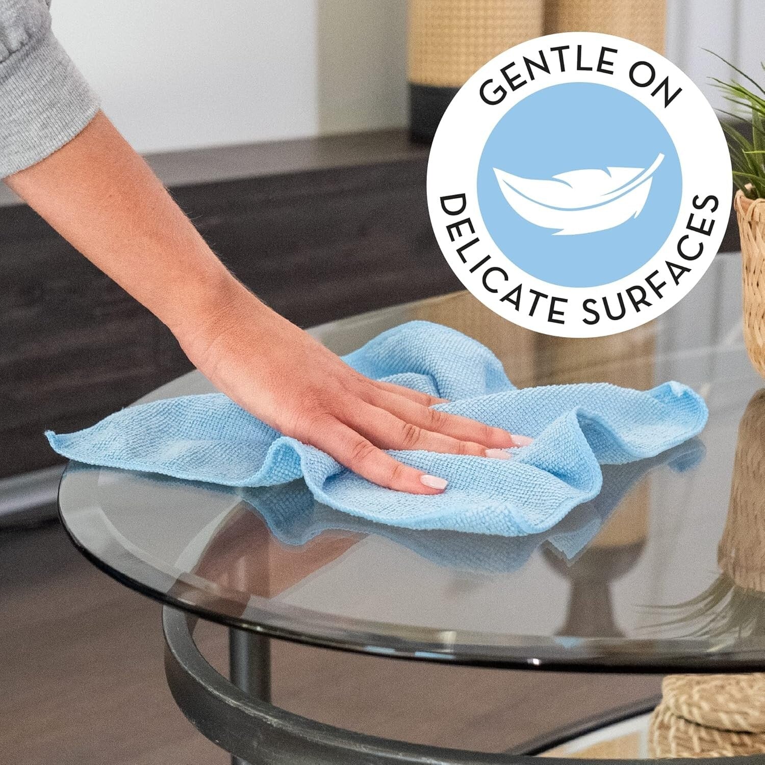 Bulk 150 Light Blue Microfiber Cleaning Cloths - Machine Washable & Lint-Free