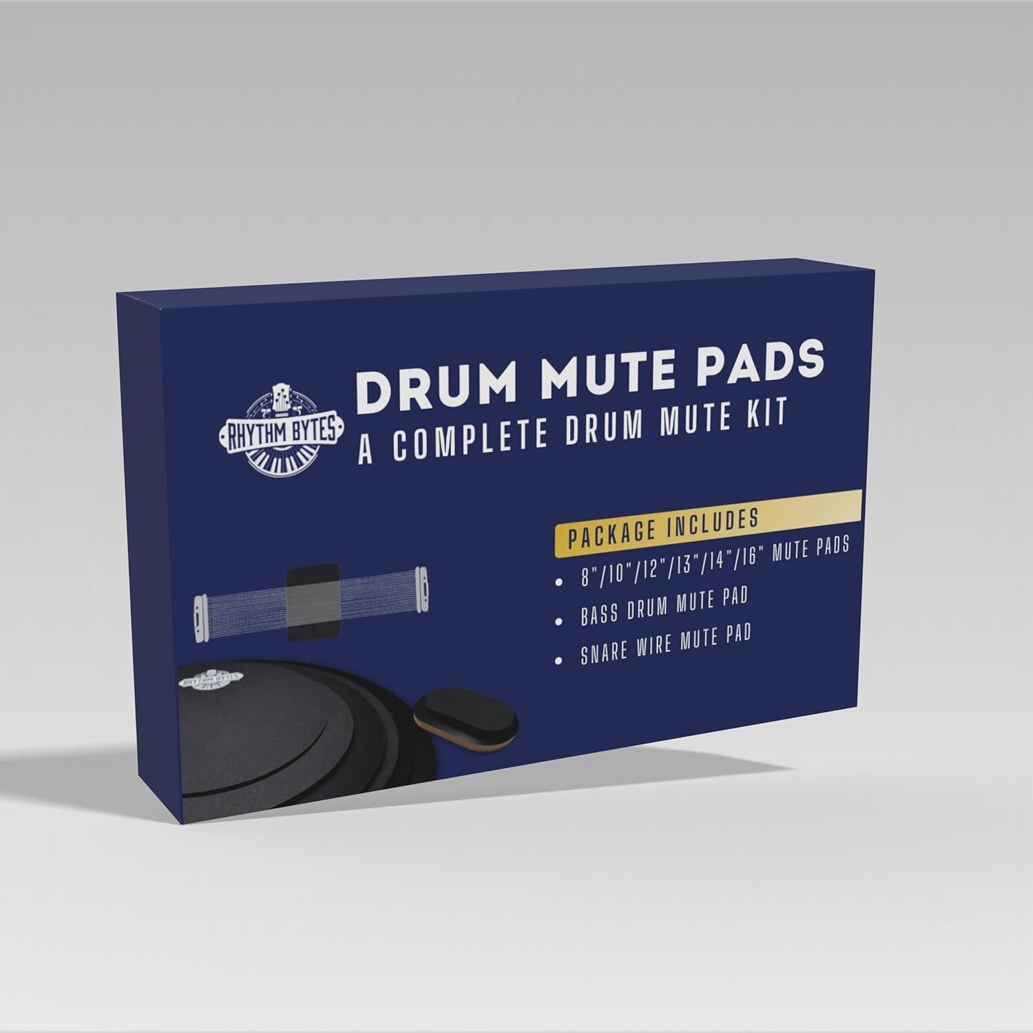 Drum Silencer Pads Set - 8pc with Bass & Snare Mutes for Peaceful Practice