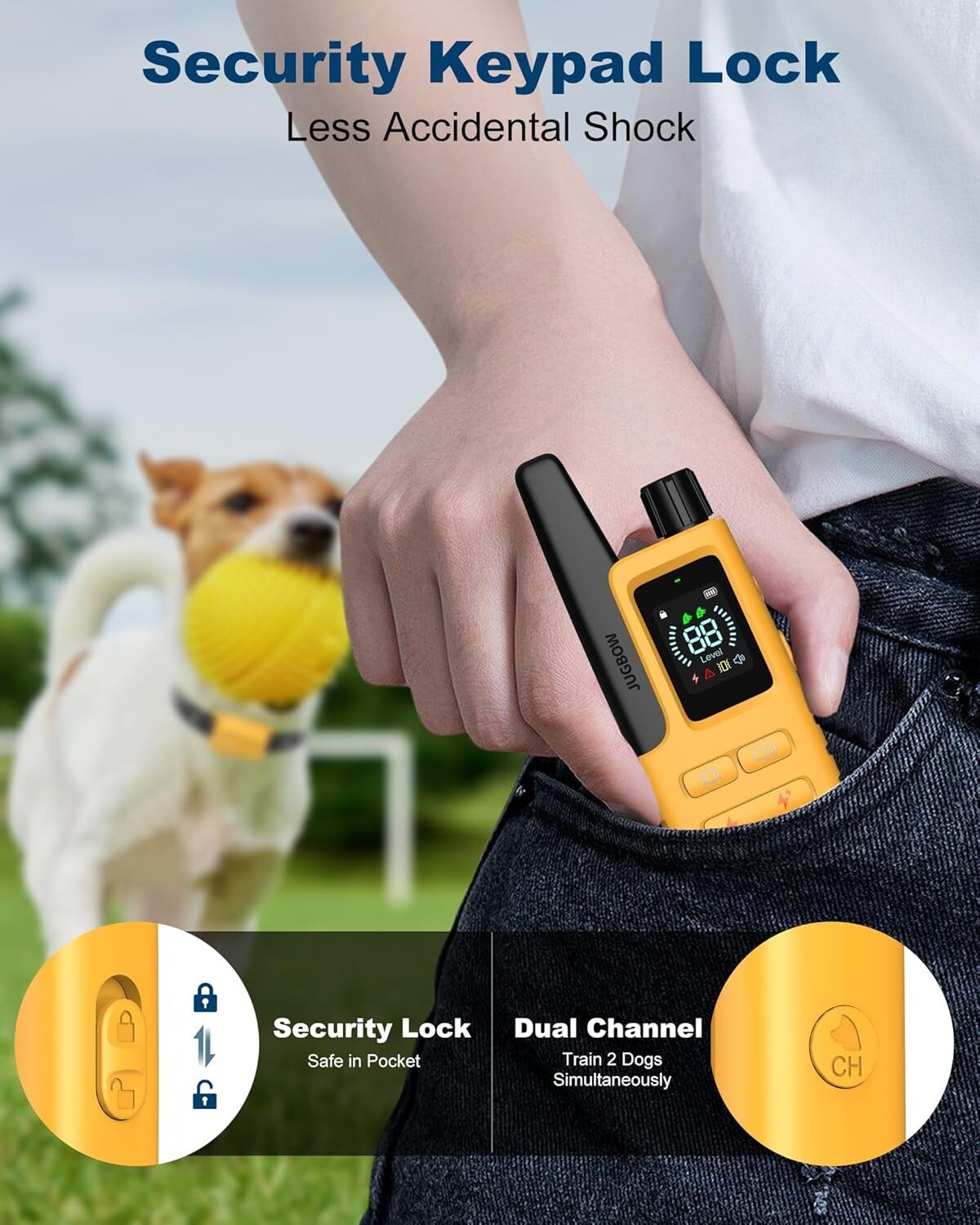 Humane Yellow Shock Collar for Dogs - 4 Training Modes, Waterproof & Lightweight