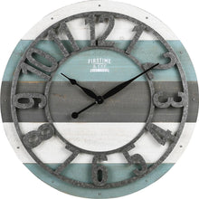 Load image into Gallery viewer, Large Teal Rustic Farmhouse Wall Clock - 27" Analog Decor for Living Spaces