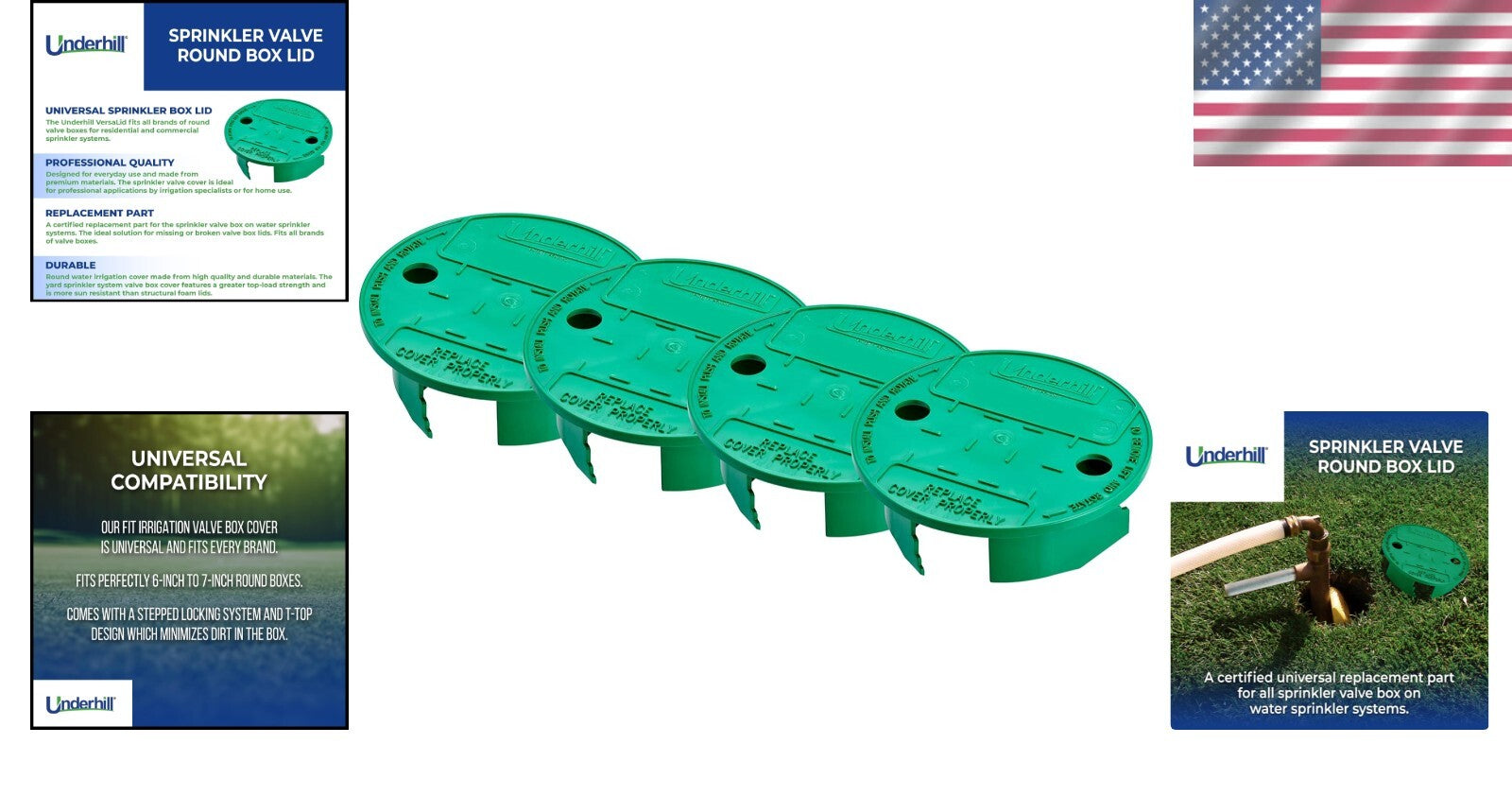 Professional Quality 4 Pack of Green Universal Sprinkler Valve Covers
