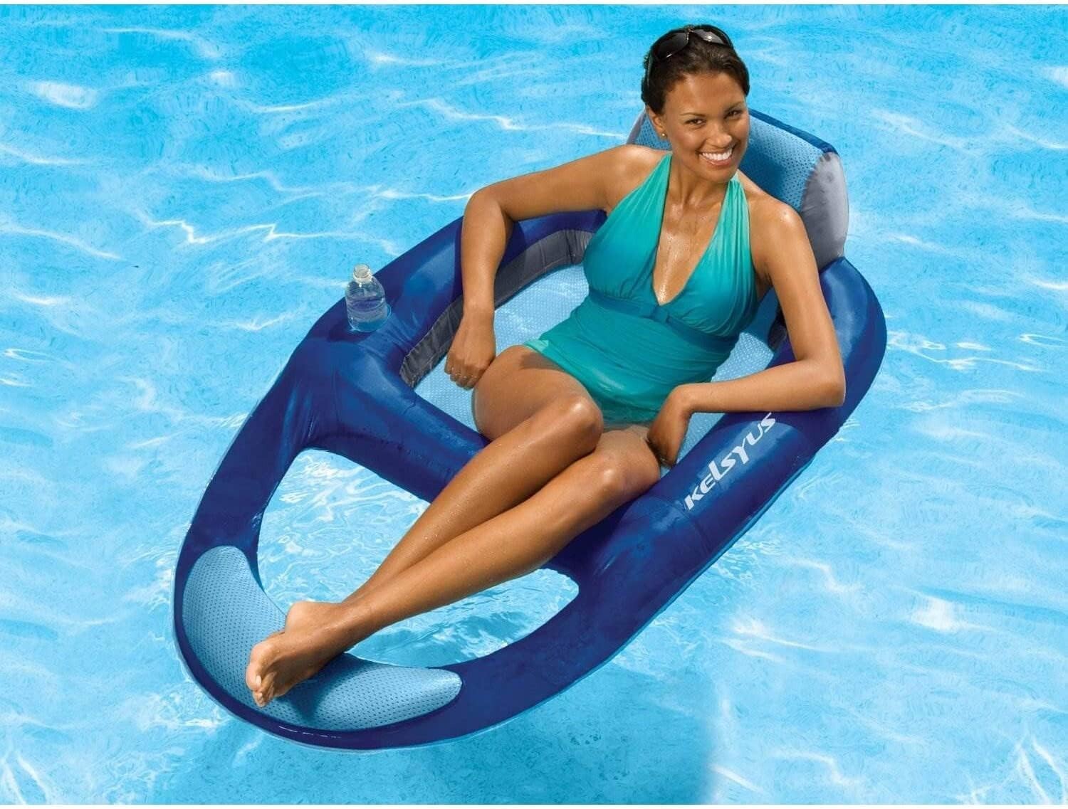 Soft Mesh Floating Lounger Chair - Stylish Inflatable Pool Float for Relaxation