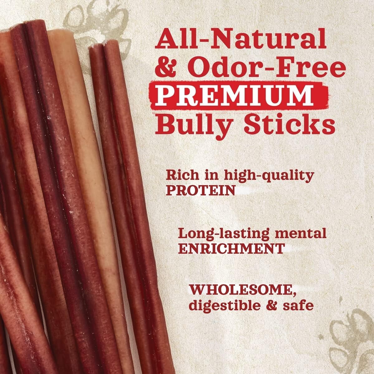 Dental Care 6 Inch Bully Sticks - 5 Count, Fully Digestible Beef Chews