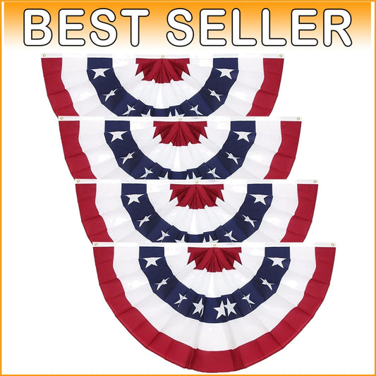 3x6 Ft American Pleated Fan Flag Set of 4 - Vibrant Patriotic Decorations