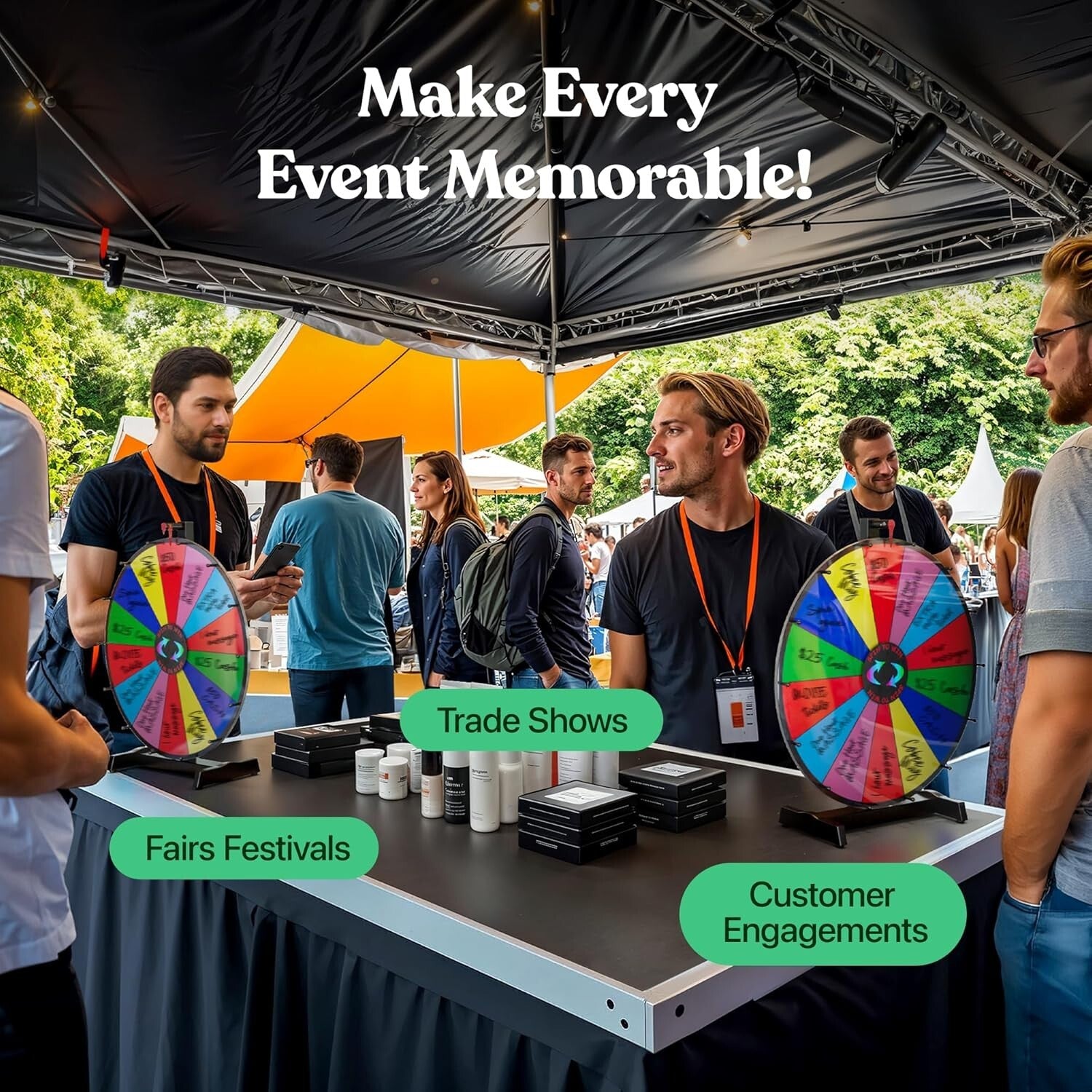 Durable 14-Slot Prize Wheel with Smooth Spin - Ideal for Carnivals & Trade Shows