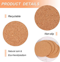 Load image into Gallery viewer, Set of 200 Round Cork Coasters - 4" Heat Resistant &amp; Absorbent for Home Use