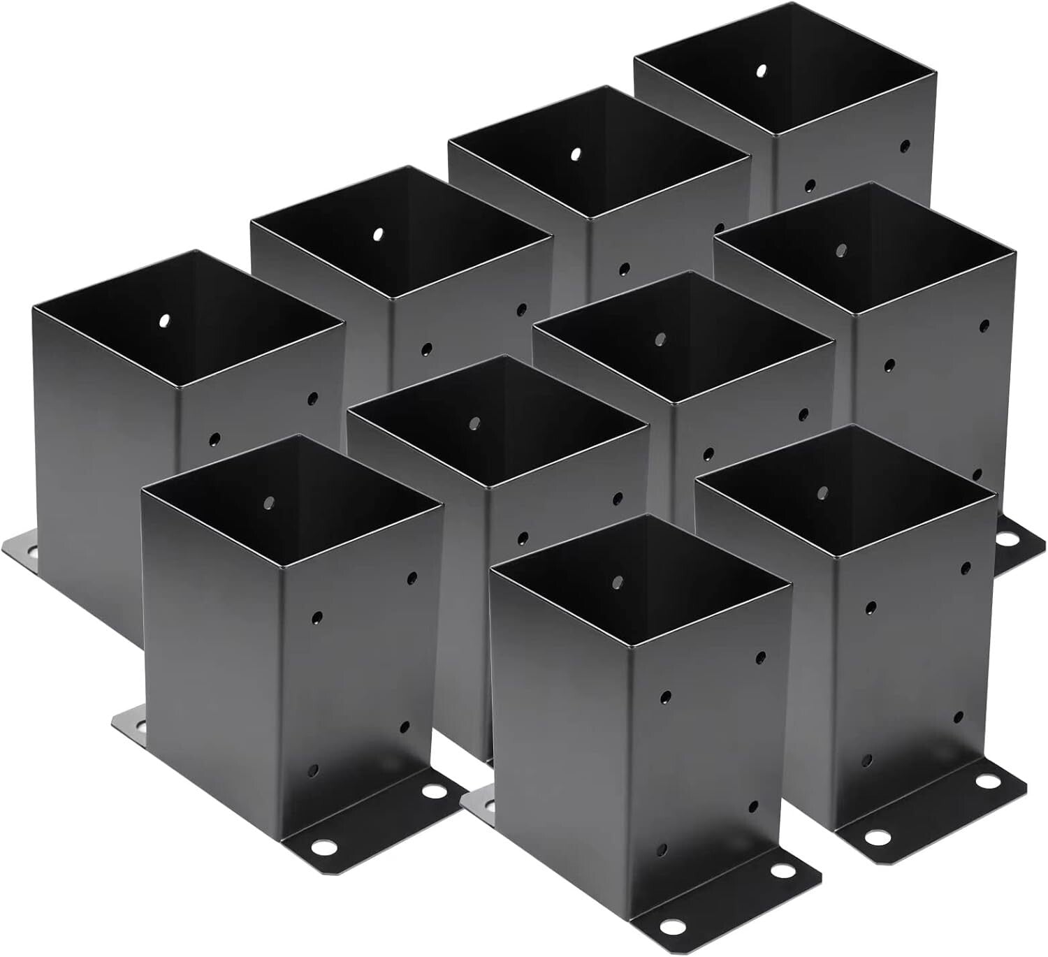 Durable Black Powder-Coated Post Brackets - 10 Piece Set for Easy Installation