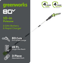 Load image into Gallery viewer, Lightweight 80V 10-Inch Battery-Powered Polesaw with Charger for Easy Cutting