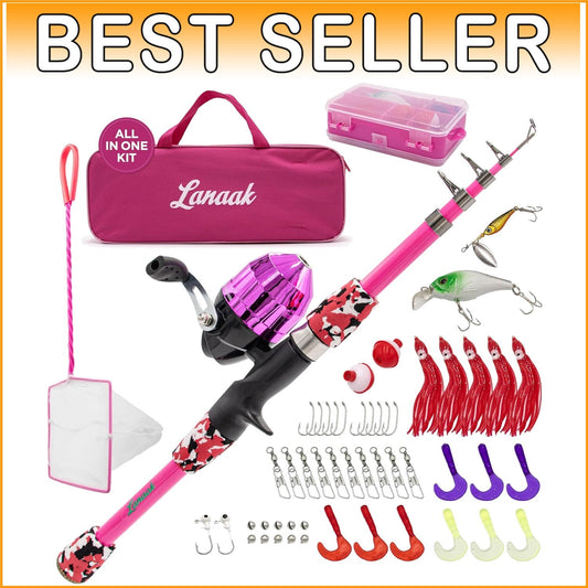 Lightweight 65-Inch Kids Fishing Pole with Complete Tackle Box - Outdoor Fun