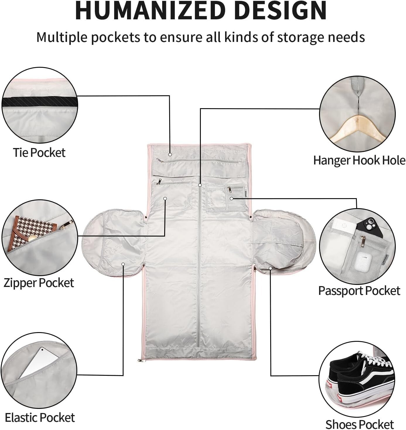 Extra Large Capacity Rolling Garment Bag - Pink Travel Duffle with Shoe Pocket