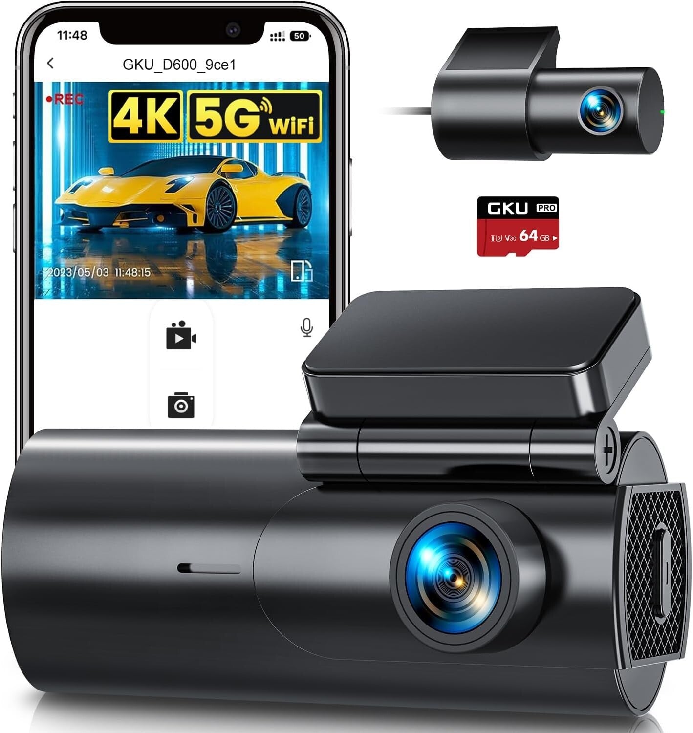 Real 4K and 1080P Dual Dash Camera with 24/7 Protection & Lifetime Support