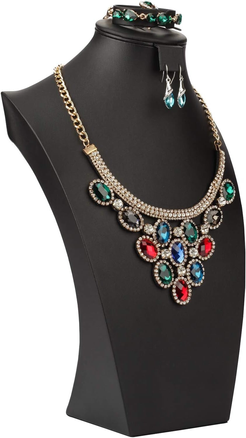 Sophisticated PU Leather Jewelry Display Stand for Rings & Necklaces - 13.9"